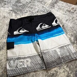 Quiksilver Mens Board Shorts Size 36 Black Blue White 01428 Swim Trunks